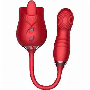 Vibrador Delight Flower Rojo con Lengua Estimuladora y Movimiento Bumping para Placer Intenso
