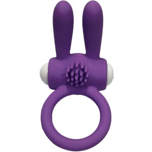 Anillo Vibrador de Silicona Mr Bunny Color Púrpura para Parejas Potente Estimulación y Placer