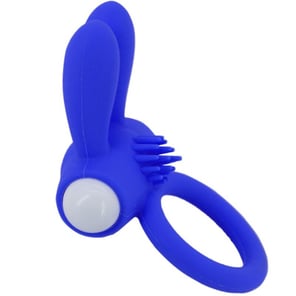 Anillo Vibrador Mr Bunny de Silicona Azul para Placer en Pareja