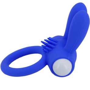 Anillo Vibrador Mr Bunny de Silicona Azul para Placer en Pareja