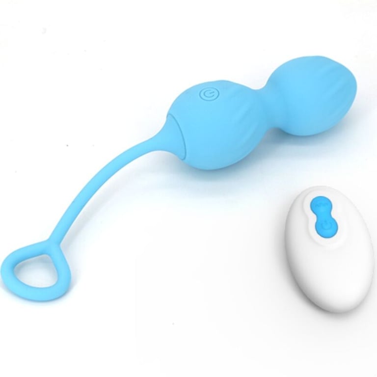 Blossoms Pesas Vaginales Vibradoras Azul con Control Remoto, 10 Modos de Vibración Kegel para Fortalecimiento Femenino