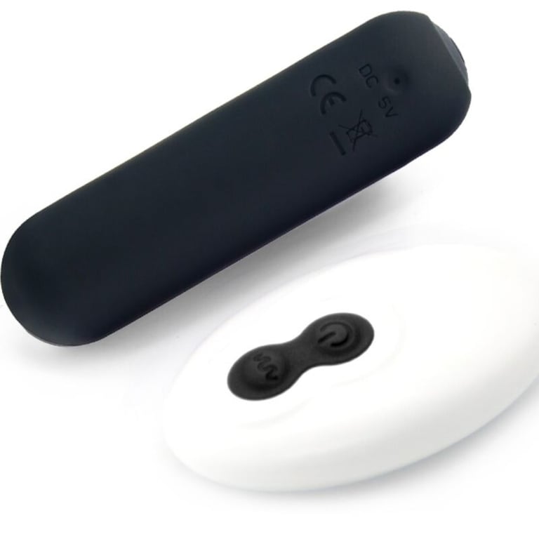 Bala Vibradora Splash Joie Negra de Silicona, 10 Modos, 75x19mm, Recargable y Control Remoto