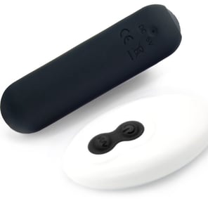 Bala Vibradora Splash Joie Negra de Silicona, 10 Modos, 75x19mm, Recargable y Control Remoto