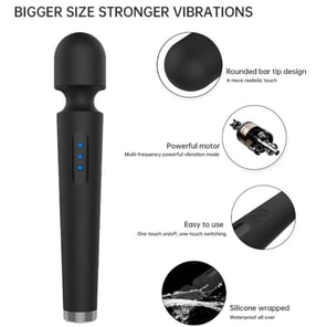 Masajeador y Vibrador X Power Large Negro con 7 Modos de Vibración Potente Estimulador Recargable