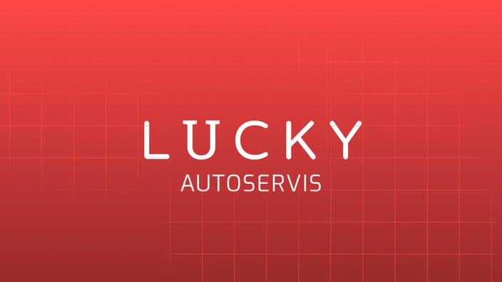 Logo Lucky Autoservis na červeném pozadí