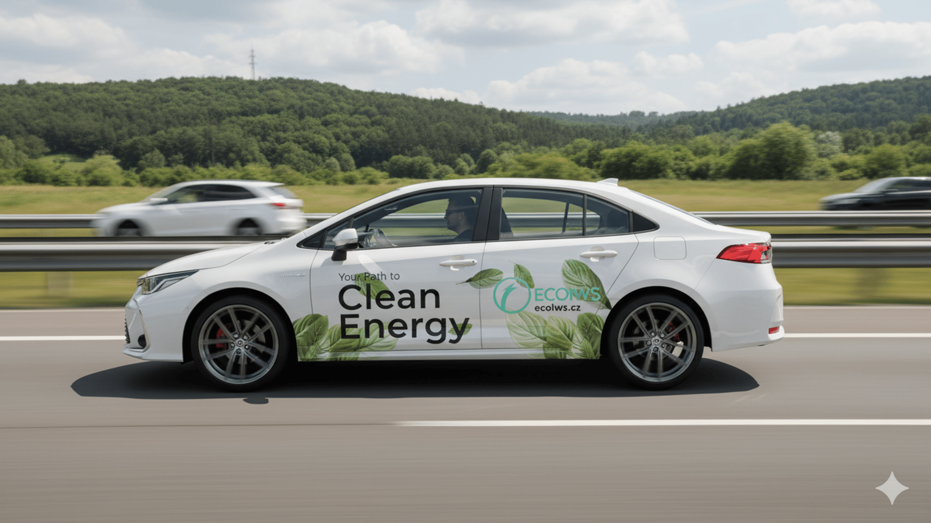 Autoplakát v provozu vedle statického billboardu