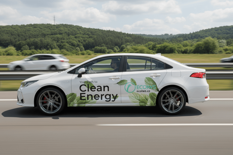 Autoplakát v provozu vedle statického billboardu