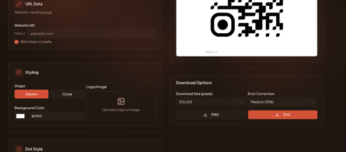QR Code Generator Interface