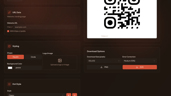 QR Code Generator Interface