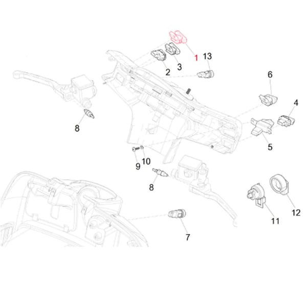 Image of Schalter PIAGGIO ASR, 1D001698 für Vespa GTS/GTS Super 300ccm ('16-)