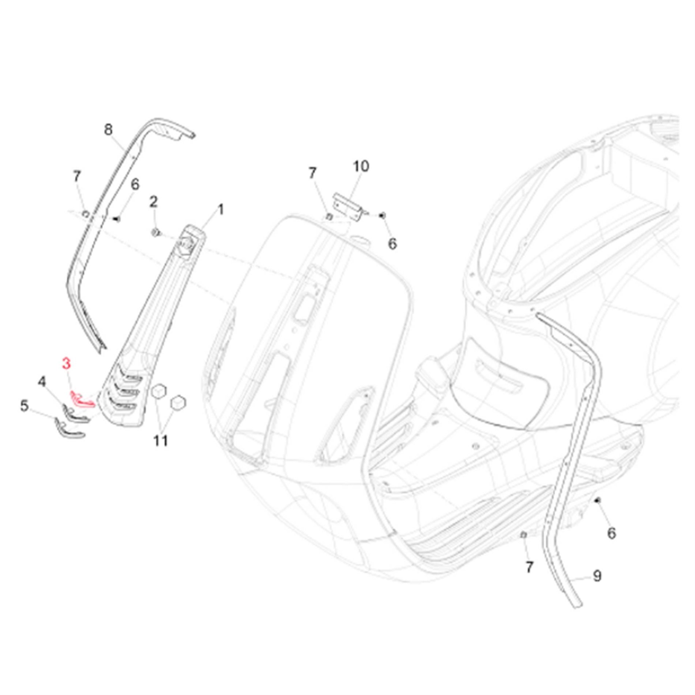 Image of Kaskadeneinsatz PIAGGIO, oben für Vespa Primavera/Sprint 50-150ccm 2T/4T AC für Vespa Primavera/Sprint 50-150ccm 2T/4T AC