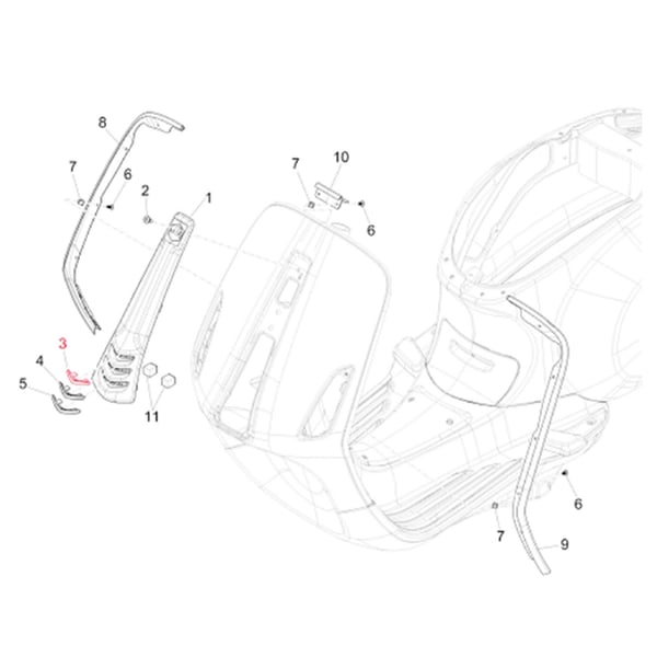 Image of Kaskadeneinsatz PIAGGIO, oben für Vespa Primavera/Sprint 50-150ccm 2T/4T AC