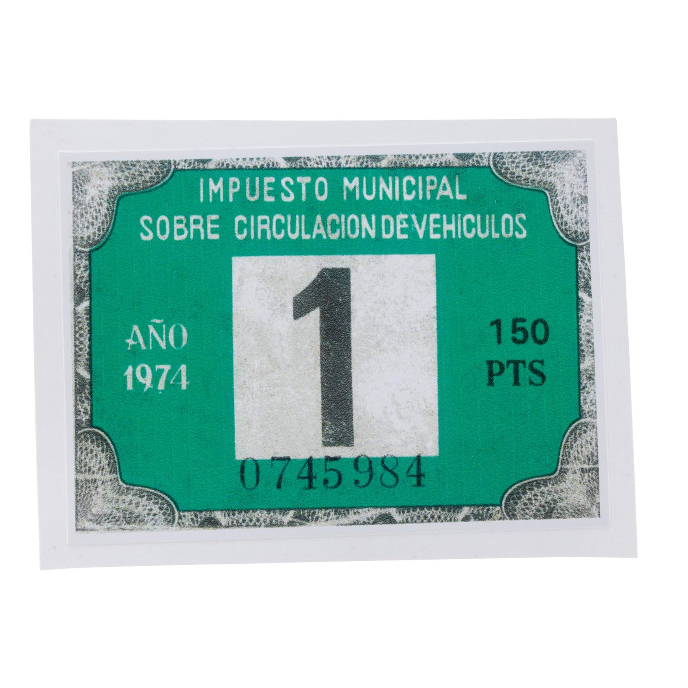 Image of Steuermarke Repro Spanien 1974 für MotoVespa 125/150/160/180 für MotoVespa 125/150/160/180