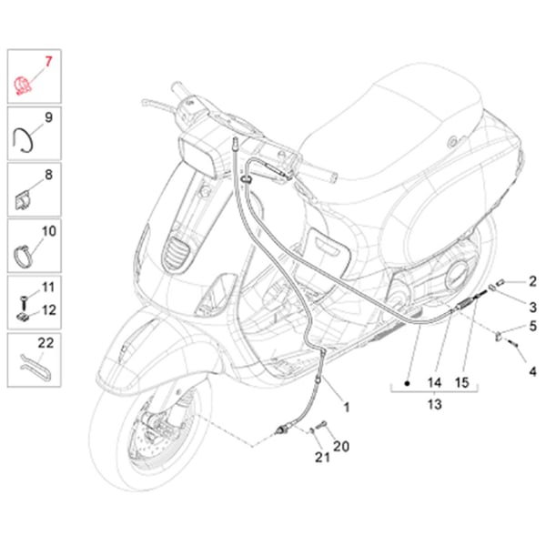 Image of Halteclip Tachowelle, PIAGGIO für Vespa LX/LXV/S 50-150ccm