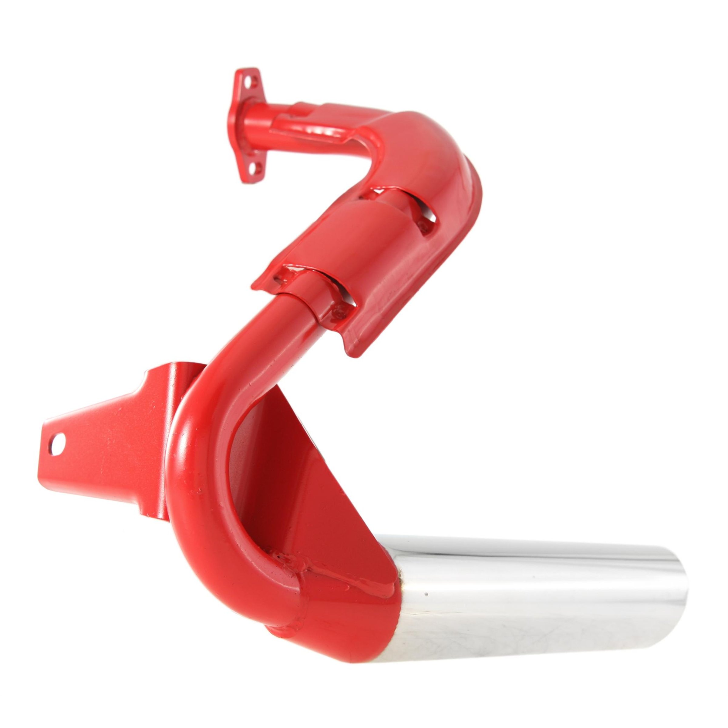 Image of Rennauspuff SIP "Sport" Replika, Material: Stahl rot, Dämpfer: chrom Farbe (ESD): chrom für Vespa 50/N/L/R/S/Special/SR/SS für Vespa 50/N/L/R/S/Special/SR/SS