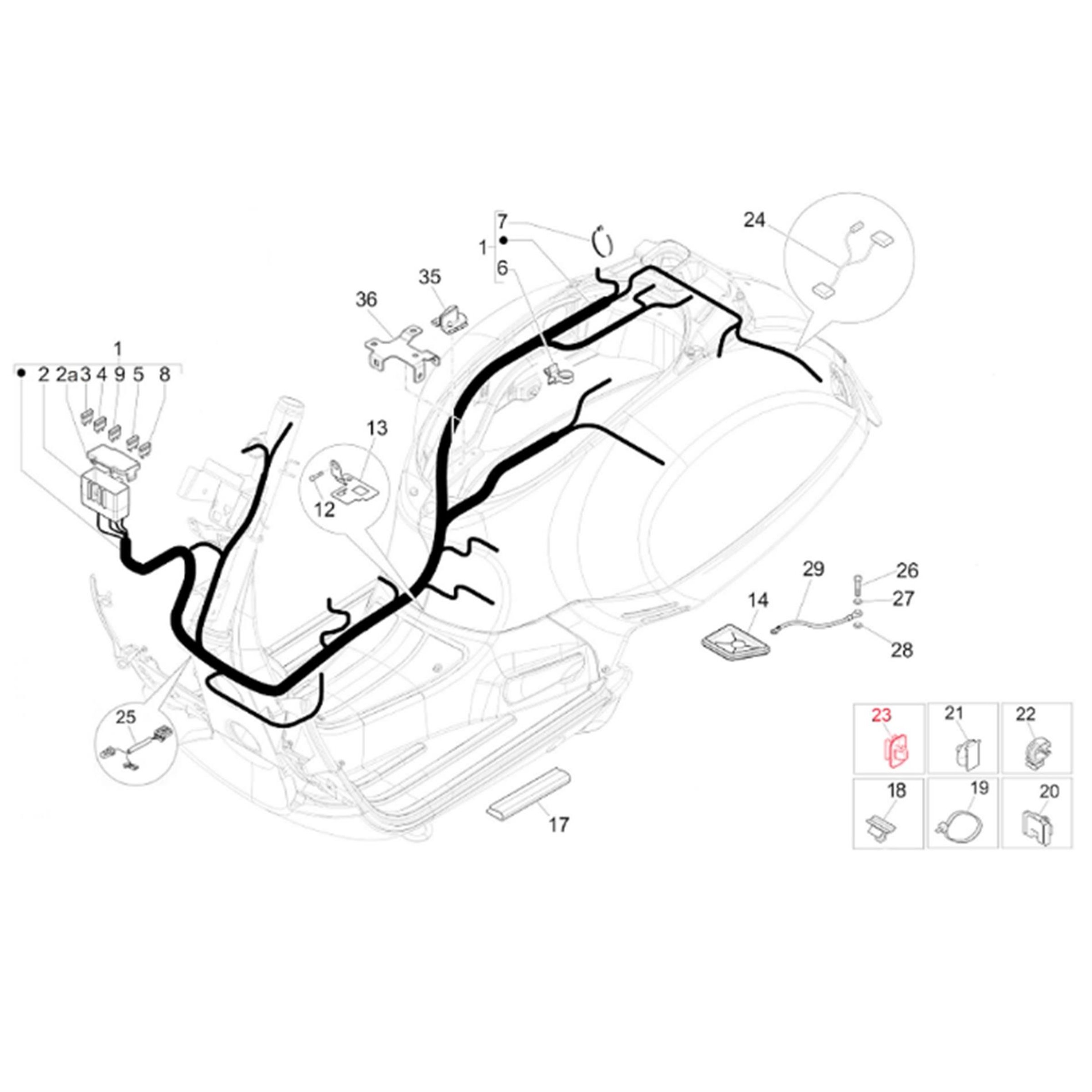 Image of Halteclip PIAGGIO, Kabelbaum für Vespa GTS/GTS Super/GTV/946 125-300ccm für Vespa GTS/GTS Super/GTV/946 125-300ccm