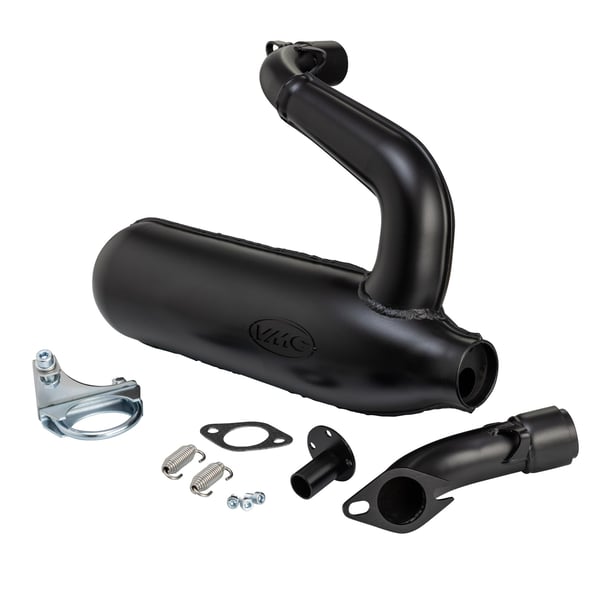 Image of Rennauspuff VMC SILURO SPORT Banane, Stahl schwarz für Vespa 90/R/SS/100/125/PV/ET3