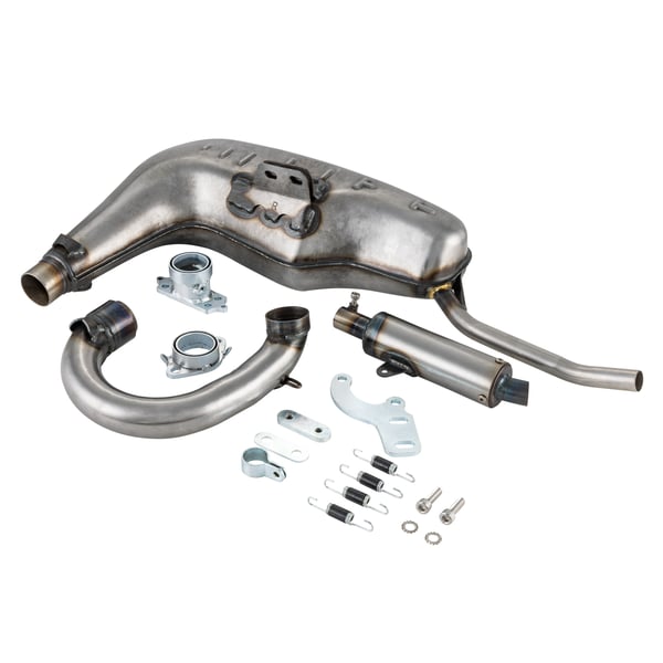 Image of Rennauspuff Ancelotti Type "R", Material: Stahl silber für Lambretta 125 LI/LIS/DL/GP/150 LI/LIS/SX/DL/GP/175 TV 2°-3°/200 TV/SX/DL/GP