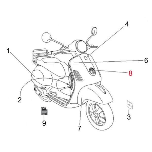 Image of Zierstreifen PIAGGIO, Kaskade, unten, 1B001497 für Vespa Sprint 50-150ccm