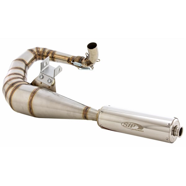 Image of Rennauspuff SIP Performance 2.0, Edelstahl unlackiert, Dämpfer: Edelstahl Farbe (ESD): silber für Vespa 125 GT/GTR/TS/150 GL/Sprint/V/PX80-150/PE/Lusso/Cosa 1