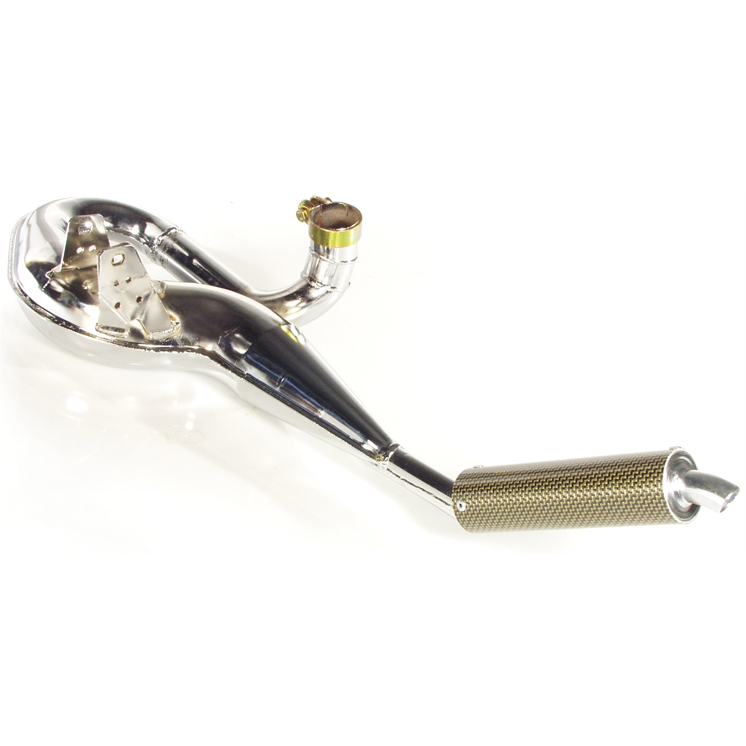 Image of Rennauspuff SIMONINI, Material: Stahl chrom, Dämpfer: Carbon/Polyamid Farbe (ESD): carbon für Vespa 200 Rally/P200E/PX200 E/Lusso/'98/MY/Cosa 1 200 für Vespa 200 Rally/P200E/PX200 E/Lusso/'98/MY/Cosa 1 200