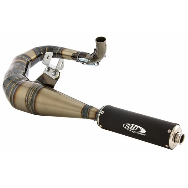 Image of Rennauspuff SIP Performance 2.0, Material: Stahl klarlackiert, Dämpfer: Aluminium Farbe (ESD): schwarz matt für Vespa 125 GT/GTR/TS/150 GL/Sprint/V/PX80-150/PE/Lusso/Cosa 1