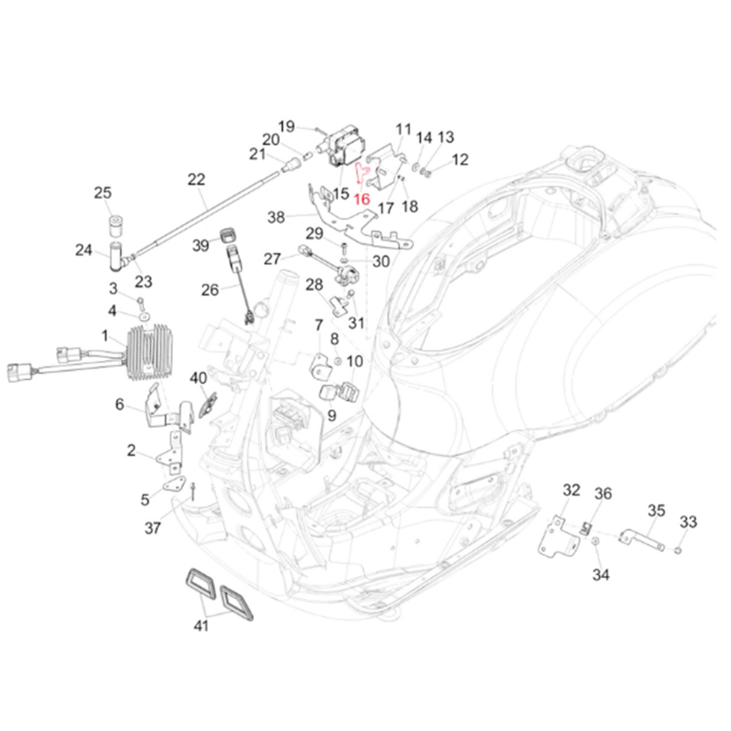 Image of Halterung PIAGGIO, Zündspule, 1D001721 für Vespa GTS/GTS Super/GTV 300ccm ('16-) für Vespa GTS/GTS Super/GTV 300ccm ('16-)