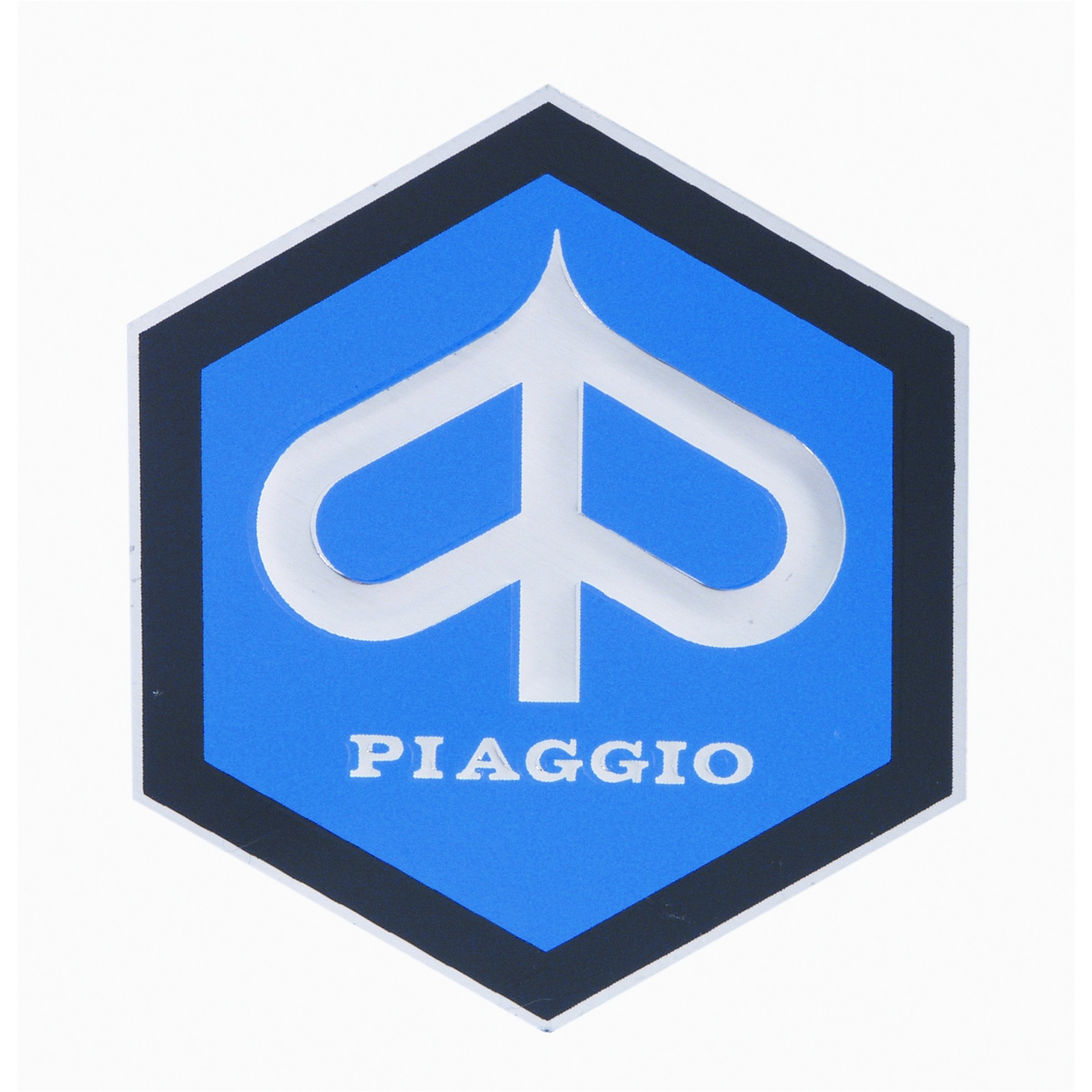 Image of Emblem PIAGGIO 6-Eck Kaskade 020479 - 152290 für Vespa 125 GT/GTR/TS/Super 1968 -> /150 Super/Sprint 1968 -> /Sprint Veloce/Rally für Vespa 125 GT/GTR/TS/Super 1968 -> /150 Super/Sprint 1968 -> /Sprint Veloce/Rally