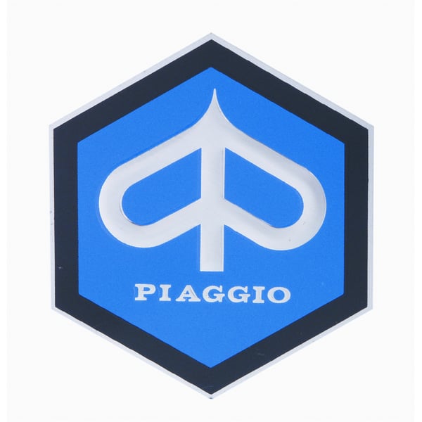 Image of Emblem PIAGGIO 6-Eck Kaskade 020479 - 152290 für Vespa 125 GT/GTR/TS/Super 1968 -> /150 Super/Sprint 1968 -> /Sprint Veloce/Rally