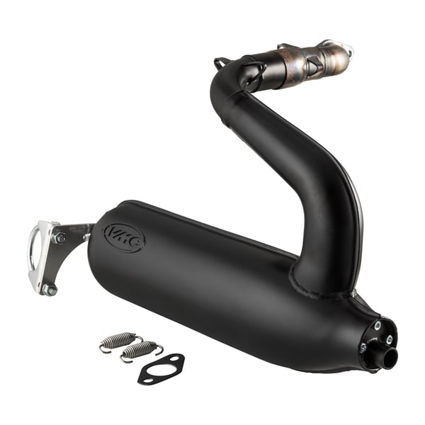 Image of Rennauspuff VMC SILURO TOURING Banane, Material: Stahl schwarz für Vespa 90/R/SS/100/125/PV/ET3