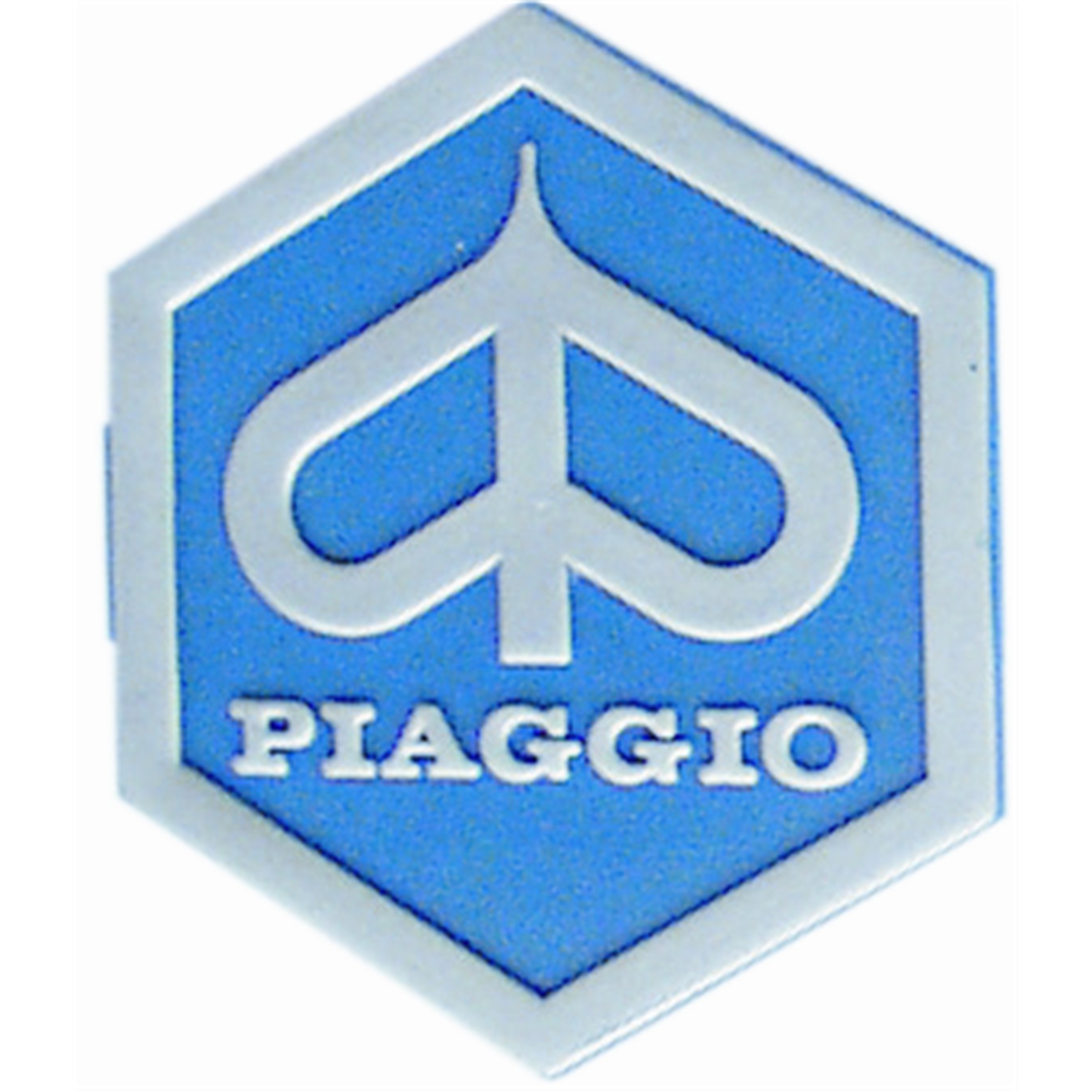 Image of Emblem PIAGGIO 6-Eck Kaskade 252970 für Vespa PK50-125 XL/XL2/PX80-200E/Lusso/'98/T5 für Vespa PK50-125 XL/XL2/PX80-200E/Lusso/'98/T5