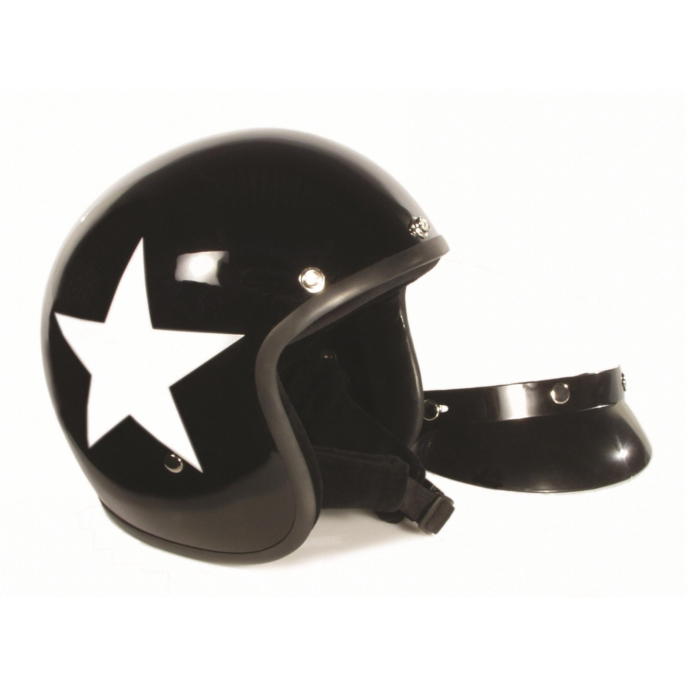 Image of Helm BANDIT Jet Star mit weißem Stern, schwarz, Gr. L, 59-60 cm Jethelm Jethelm