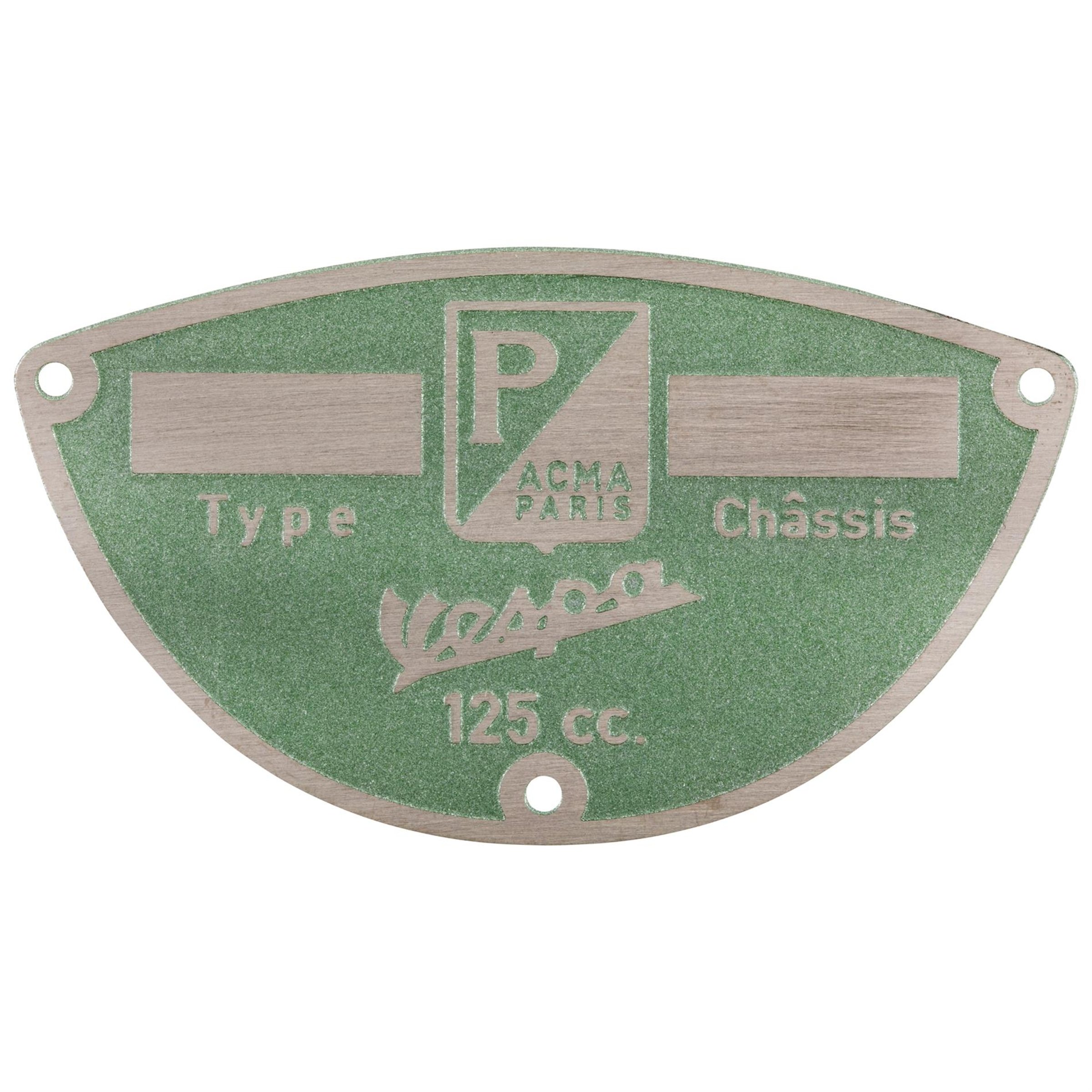 Image of Typenschild "PIAGGIO ACMA Paris" für Vespa ACMA 125 `50-`53 für Vespa ACMA 125 `50-`53