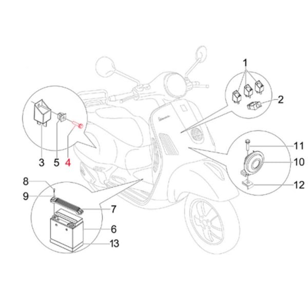 Image of Schraube Gepäckfach/Seitenverkleidung 4,2x16,5 mm, Kreuzschlitz, Flachkopf, PIAGGIO für Vespa LX/LXV/S/GTS/GTS Super/GTV/GT 60/GT/GT L 50-300ccm