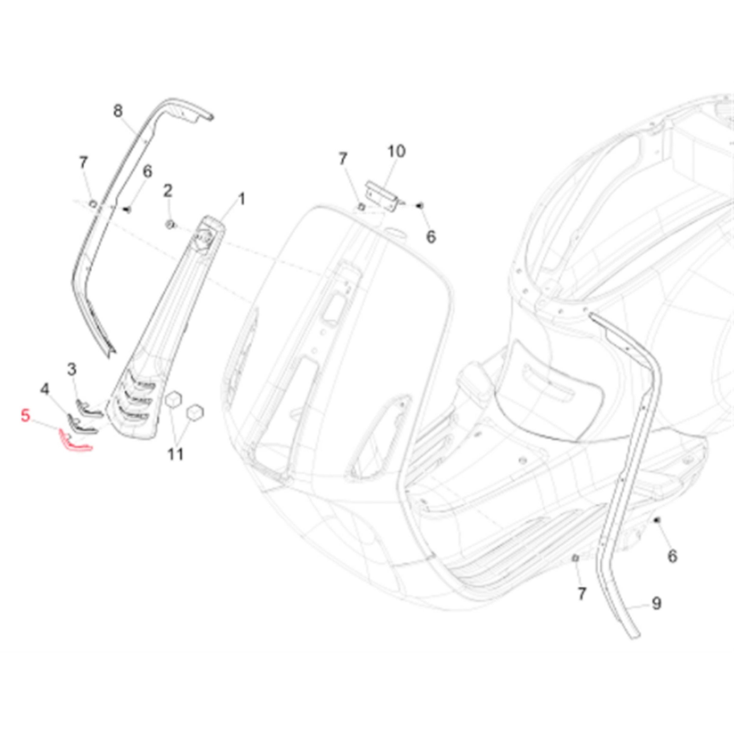 Image of Kaskadeneinsatz PIAGGIO, unten für Vespa Primavera/Sprint 50-150ccm ('18-) für Vespa Primavera/Sprint 50-150ccm ('18-)