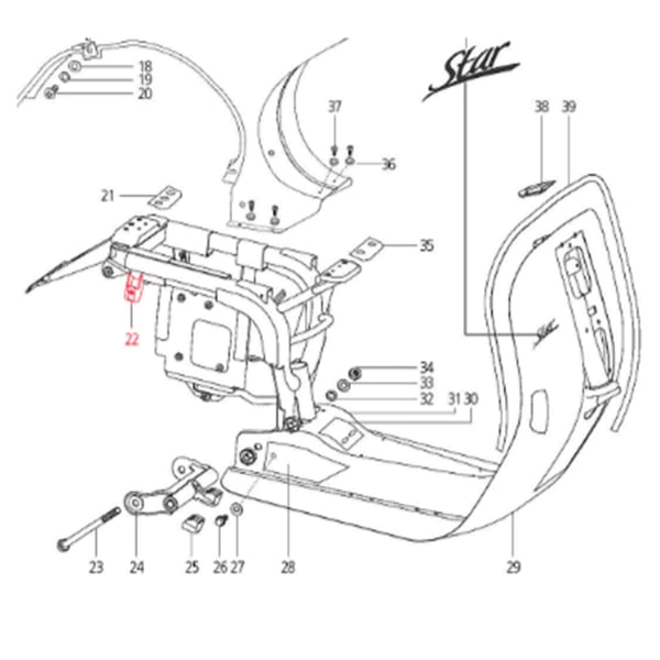 Image of Befestigungsplättchen Rahmen, LML für LML Star 125-200 4T/Star Deluxe 125-150 4S/Speedy
