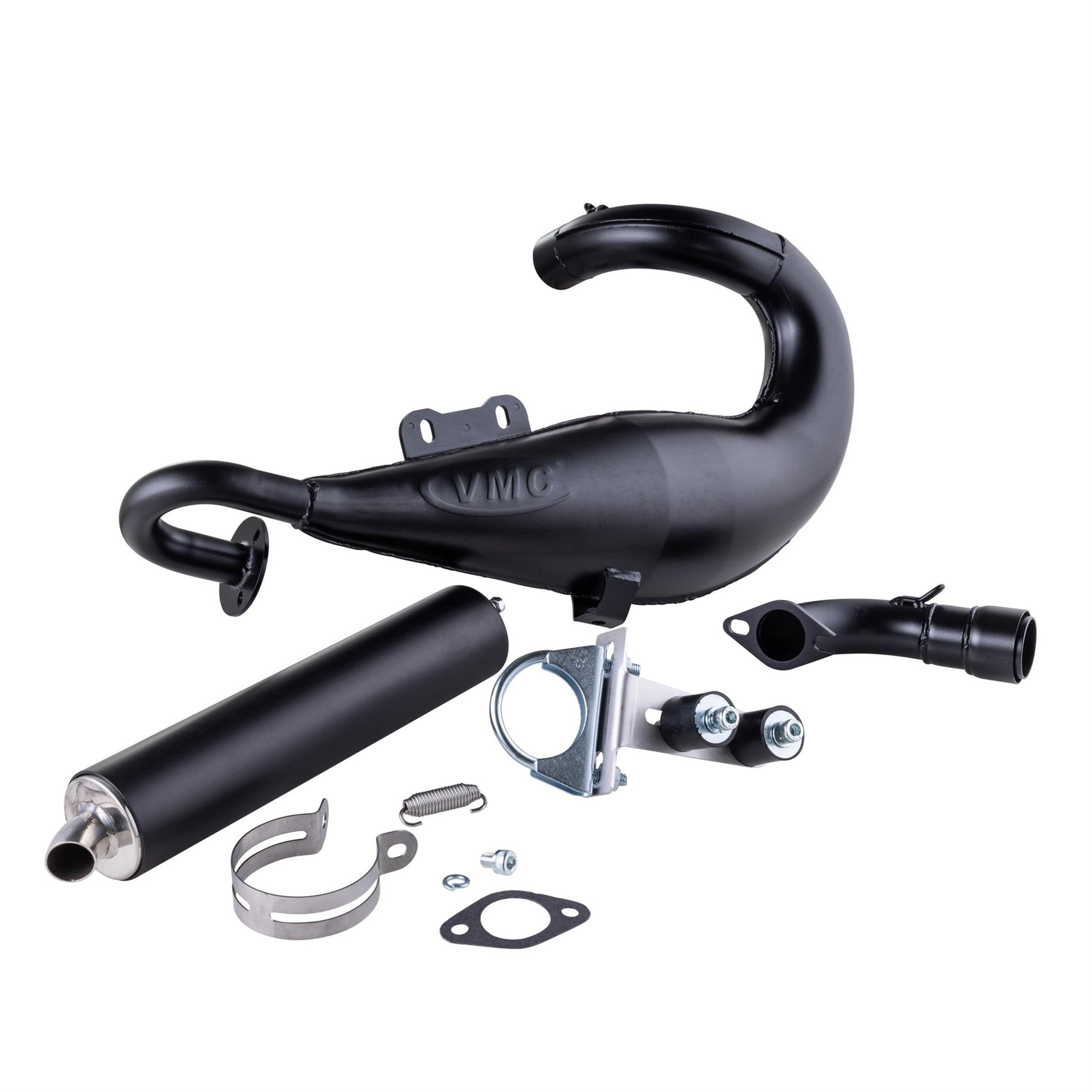 Image of Rennauspuff VMC EVO Racer 52-S black, Material: Stahl, Dämpfer: Aluminium Farbe (ESD): schwarz für Vespa 90/R/SS/100/125/PV/ET3 für Vespa 90/R/SS/100/125/PV/ET3