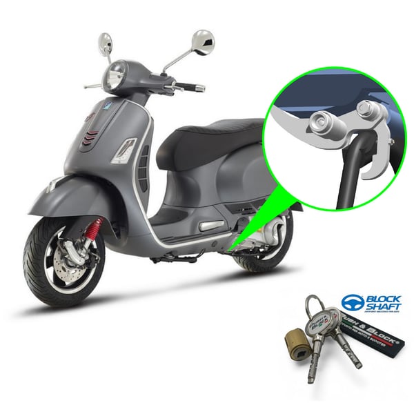 Image of Sicherheitsschloss PUSH & BLOCK Hauptständer silber für Vespa GTS/GTV (-'19)