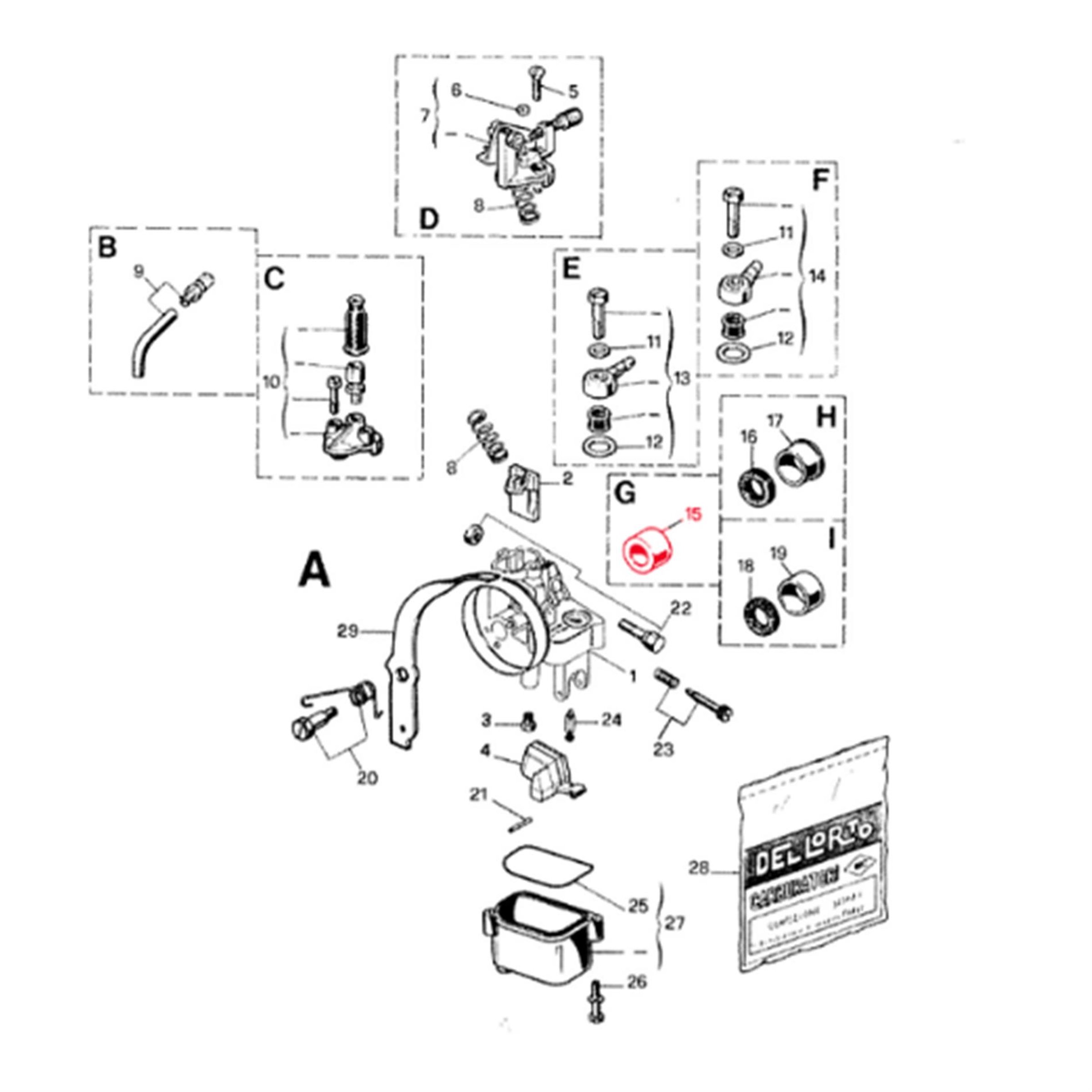 Image of Buchse DELL'ORTO SHA 10-13, Vergaser Ansaugstutzen für PIAGGIO CIAO/PX/SC/SI/Bravo/Superbravo/Grillo/Boss 50ccm 2T AC für PIAGGIO CIAO/PX/SC/SI/Bravo/Superbravo/Grillo/Boss 50ccm 2T AC