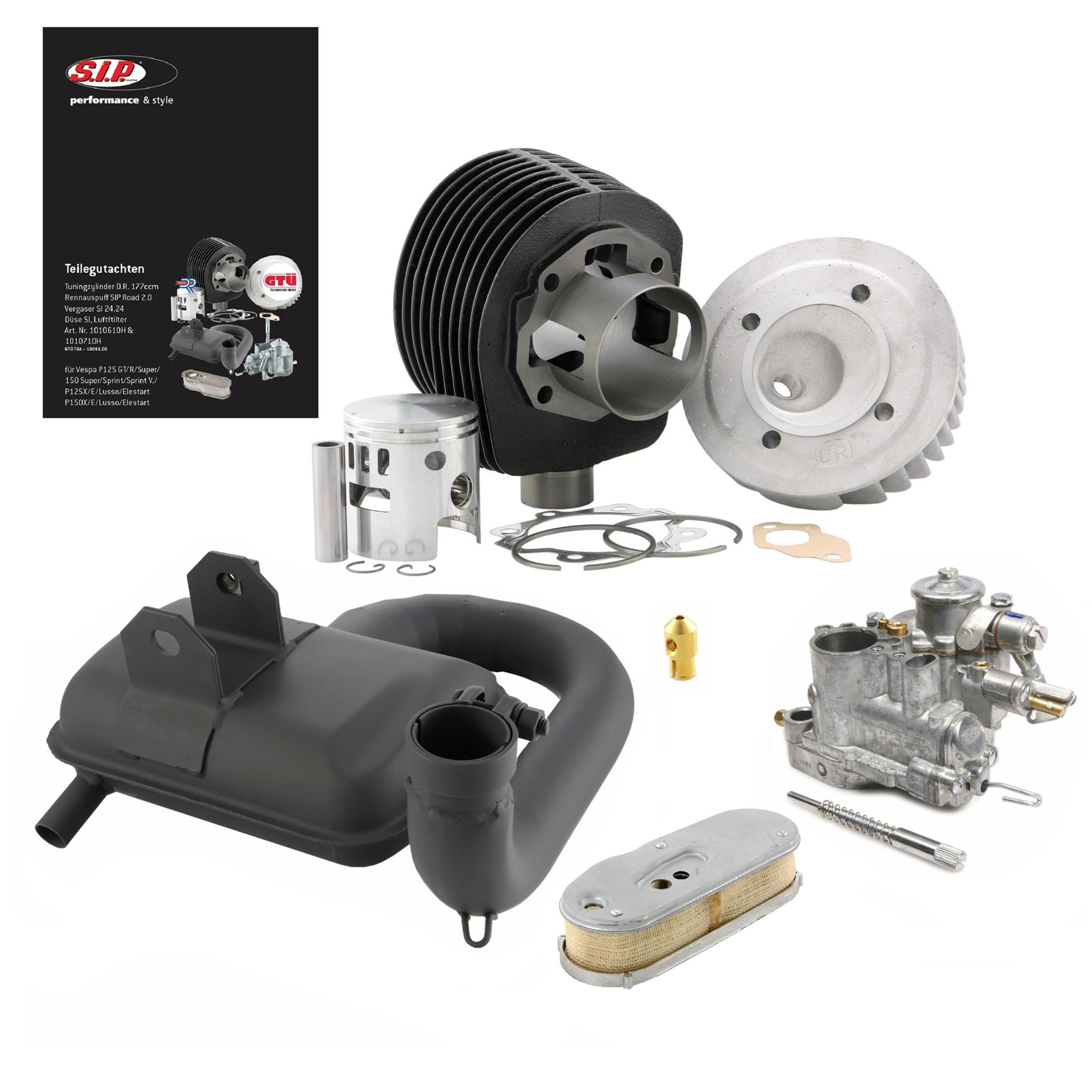 Image of Tuningkit SIP D.R. 177 ccm ROAD "Legal" für Vespa 125 GT/GTR/TS/150 Sprint/V/Super/P125-50X/PX125-150 E/P150S für Vespa 125 GT/GTR/TS/150 Sprint/V/Super/P125-50X/PX125-150 E/P150S