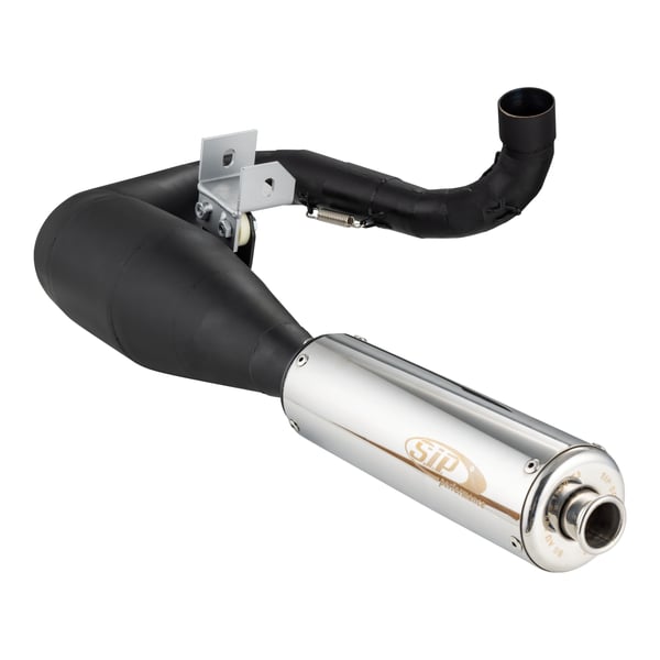 Image of Rennauspuff SIP Performance 2.0, Material: Stahl schwarz, Dämpfer: Edelstahl Farbe (ESD): silber für Vespa 200 Rally/P200E/PX200 E/Lusso/'98/MY/Cosa 1 200