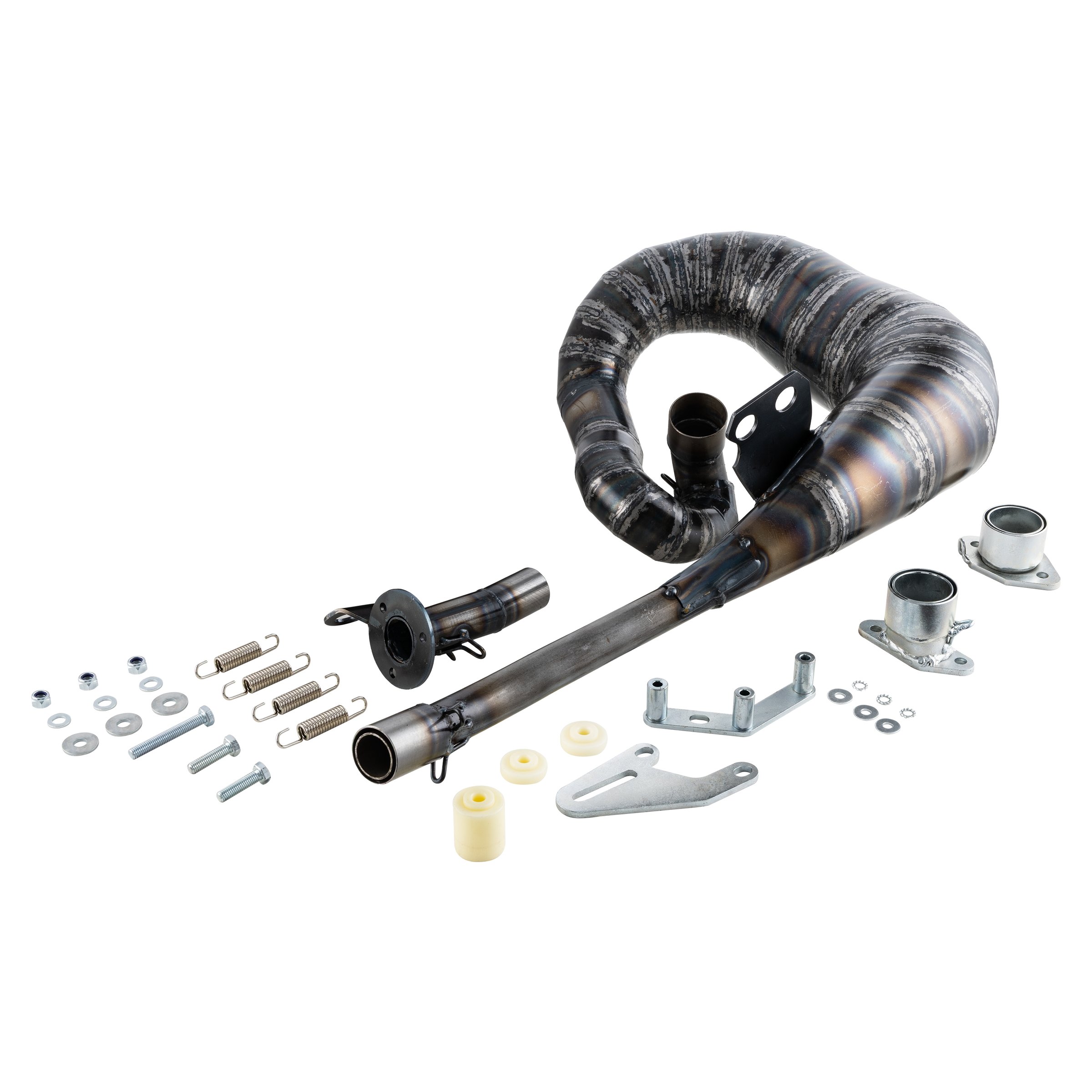 Image of Rennauspuff JL KRP4 "Race Use", Material: Stahl klarlackiert, Dämpfer: OHNE Endschalldämpfer für Lambretta 125 LI/LIS/DL/GP/150 LI/LIS/SX/DL/GP/175 TV 2°-3°/200 TV/SX/DL/GP für Lambretta 125 LI/LIS/DL/GP/150 LI/LIS/SX/DL/GP/175 TV 2°-3°/200 TV/SX/DL/GP