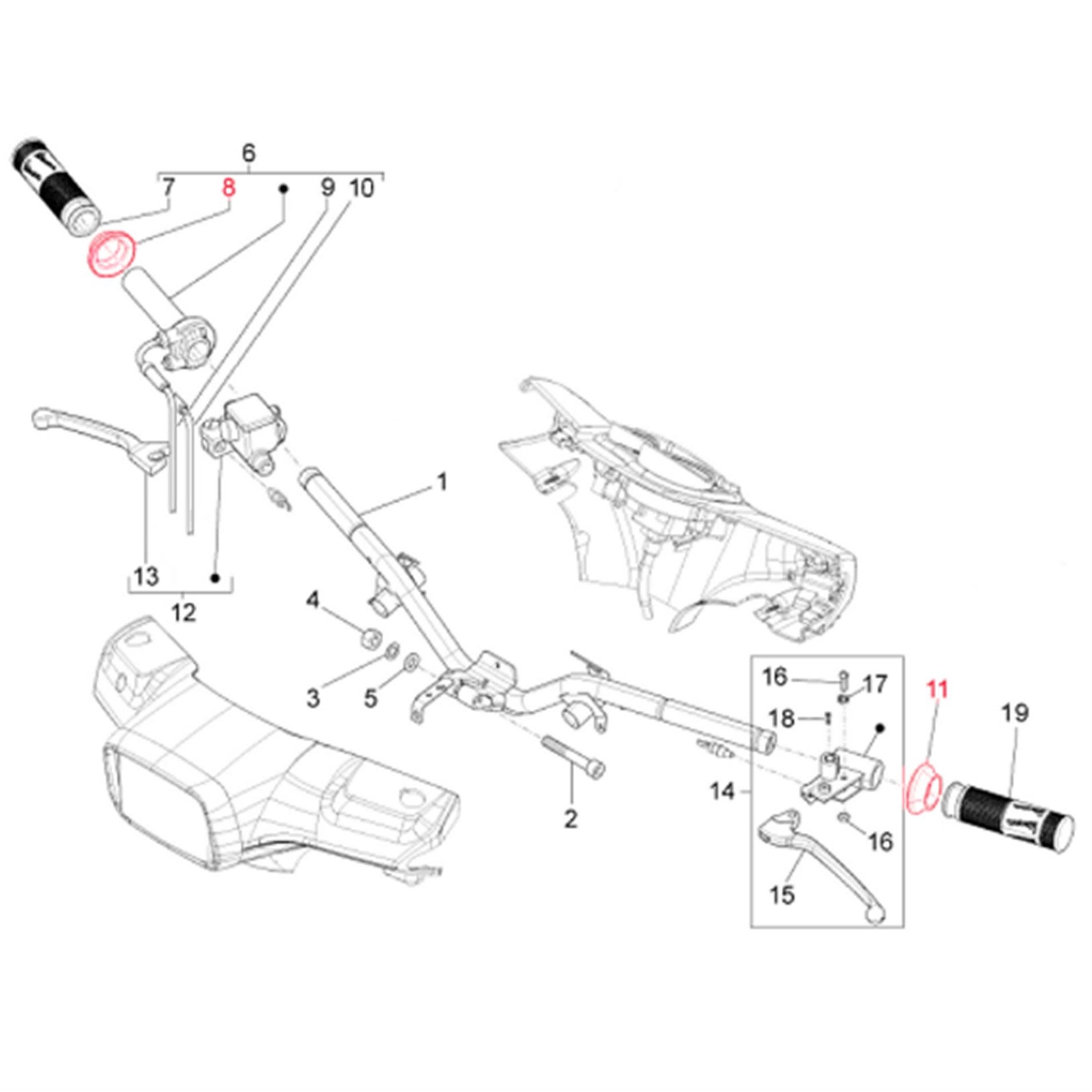 Image of Chromring Griffe, links oder rechts, PIAGGIO für Vespa LX/LXV/S/Primavera/Sprint 50-150ccm für Vespa LX/LXV/S/Primavera/Sprint 50-150ccm
