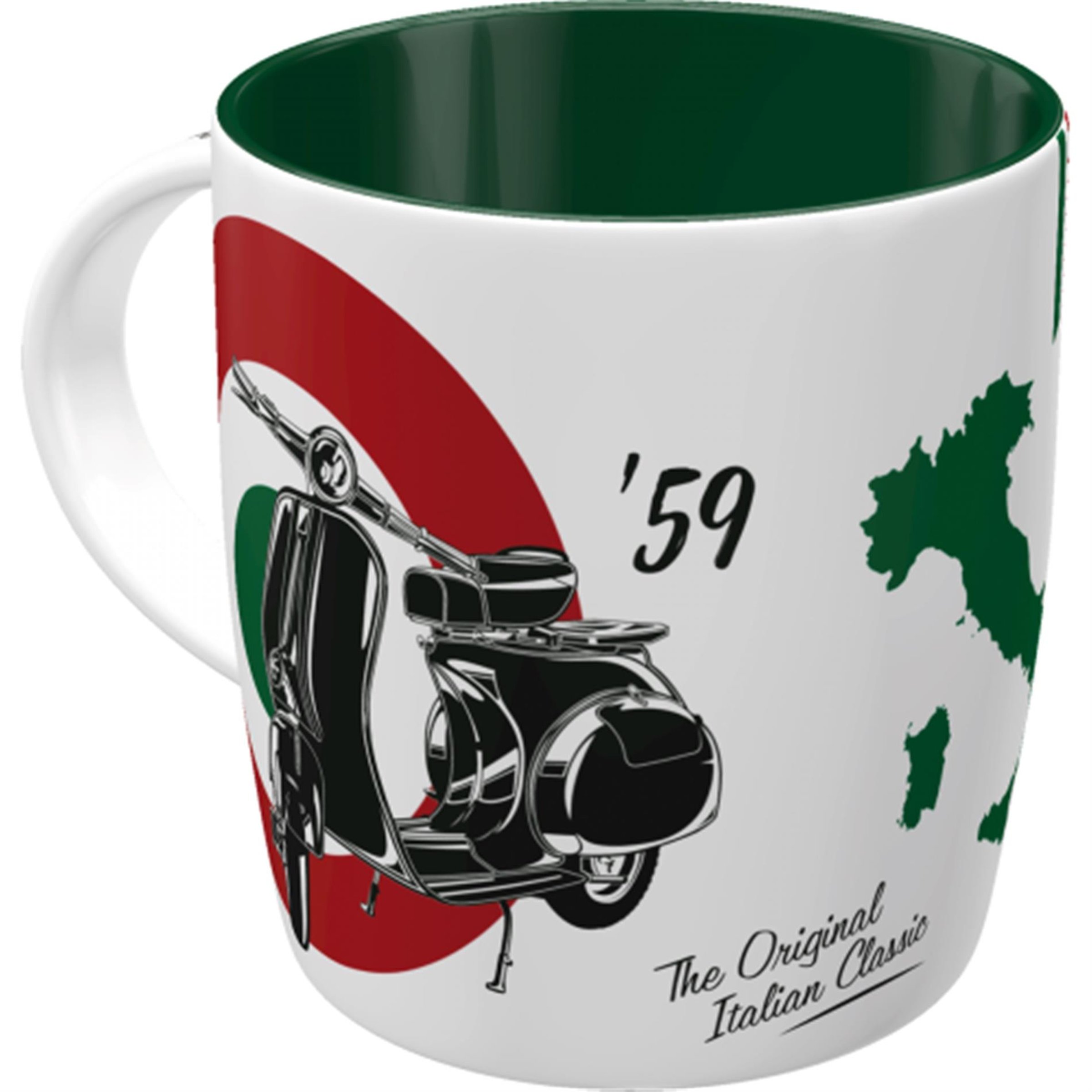 Image of Tasse mit Motiv Vespa - The Italian Classic grün/rot/schwarz/weiß