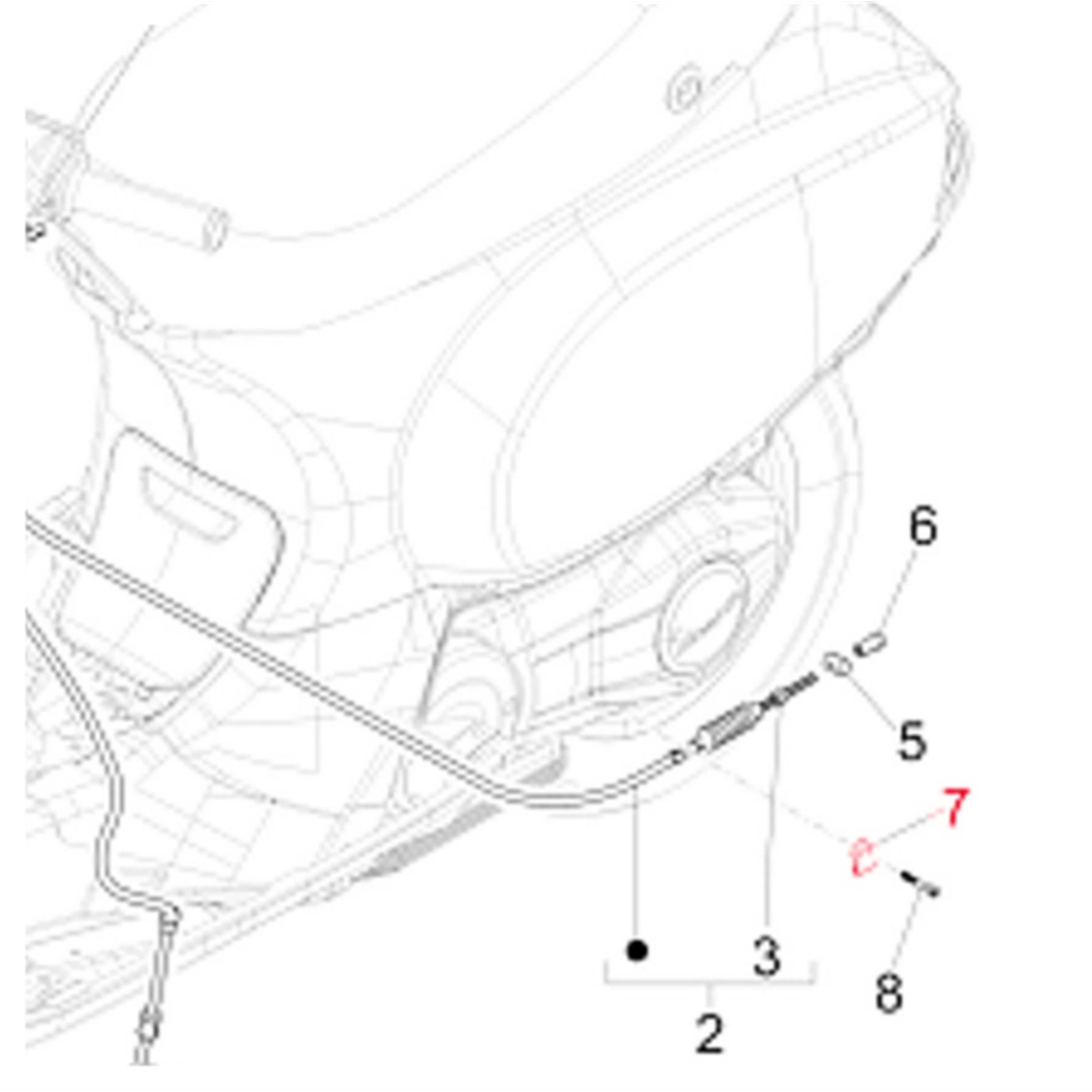 Image of Halterung PIAGGIO, Seilzug Bremse (hinten), 564497 - AP8550017 für Vespa ET2/ET4/LX/LXV/S/Primavera/Sprint 50ccm 2T/4T für Vespa ET2/ET4/LX/LXV/S/Primavera/Sprint 50ccm 2T/4T