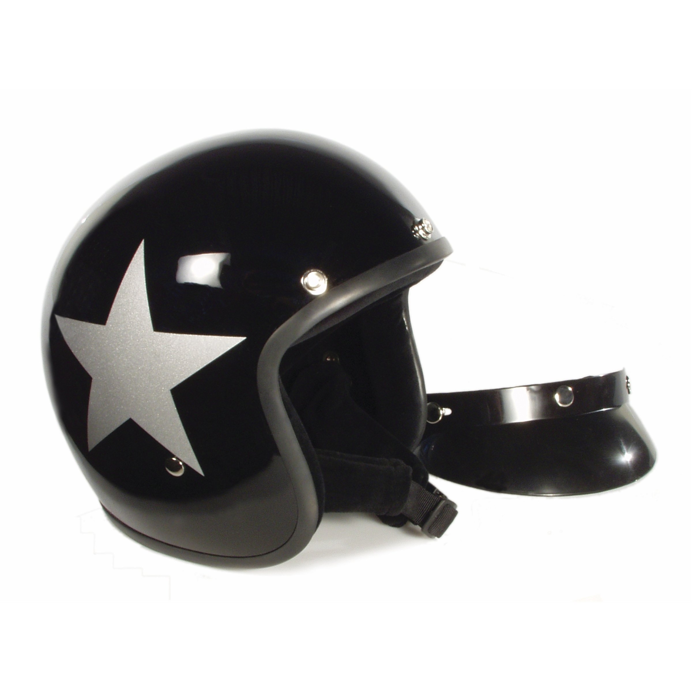 Image of Helm BANDIT Jet Star mit silbernem Stern, schwarz, Gr. XXL, 63cm Jethelm Jethelm