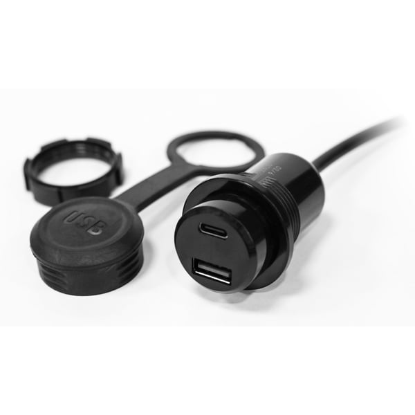 Image of USB Dose/Port SIP DUAL Type C/Type A, by KOSO, 12 Volt DC, 1,5A, Gepäckfach/Rahmen