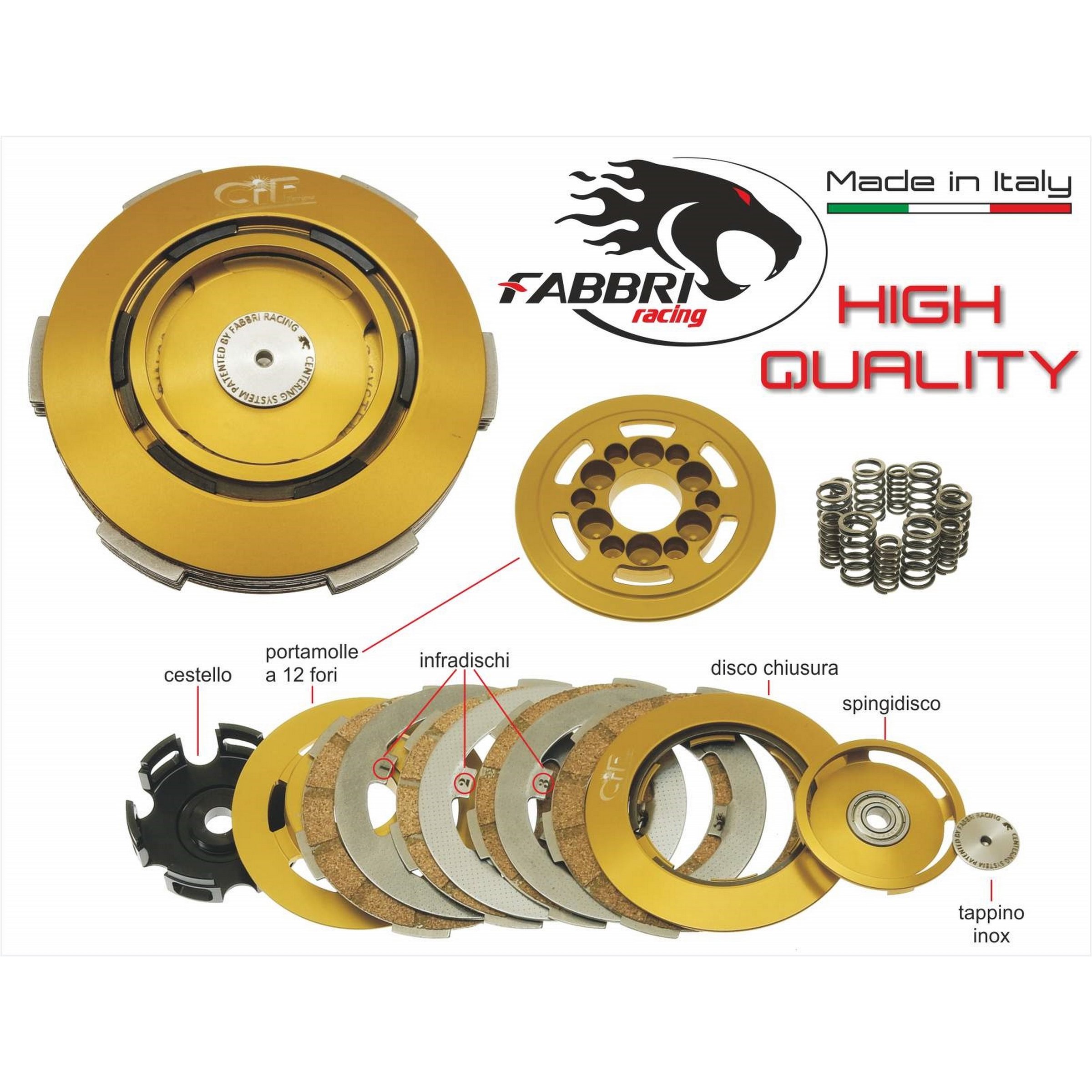 Image of Kupplung FABBRI racing/CIF 12R für Vespa 50-125/PV/ET3/PK50-125/S/XL/XL2 für Vespa 50-125/PV/ET3/PK50-125/S/XL/XL2