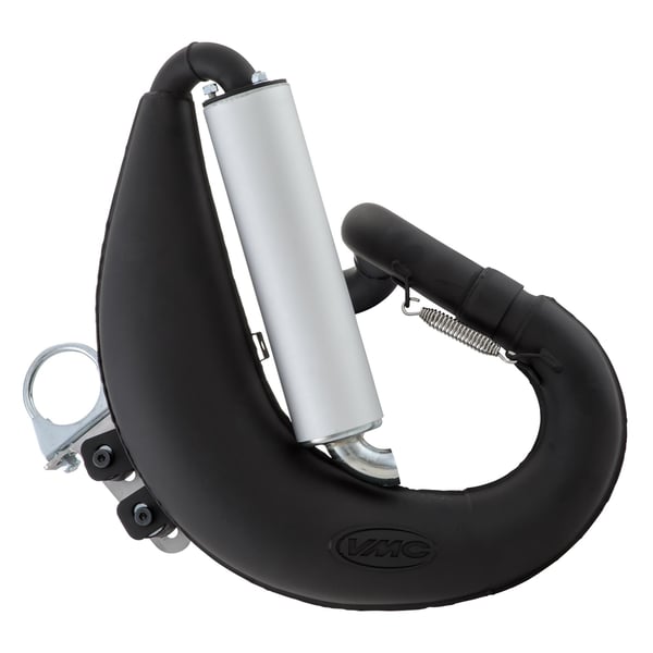 Image of Rennauspuff VMC Tork, Stahl schwarz, Dämpfer: Aluminium Farbe (ESD): silber für Vespa 90/R/SS/100/125 VMA1T