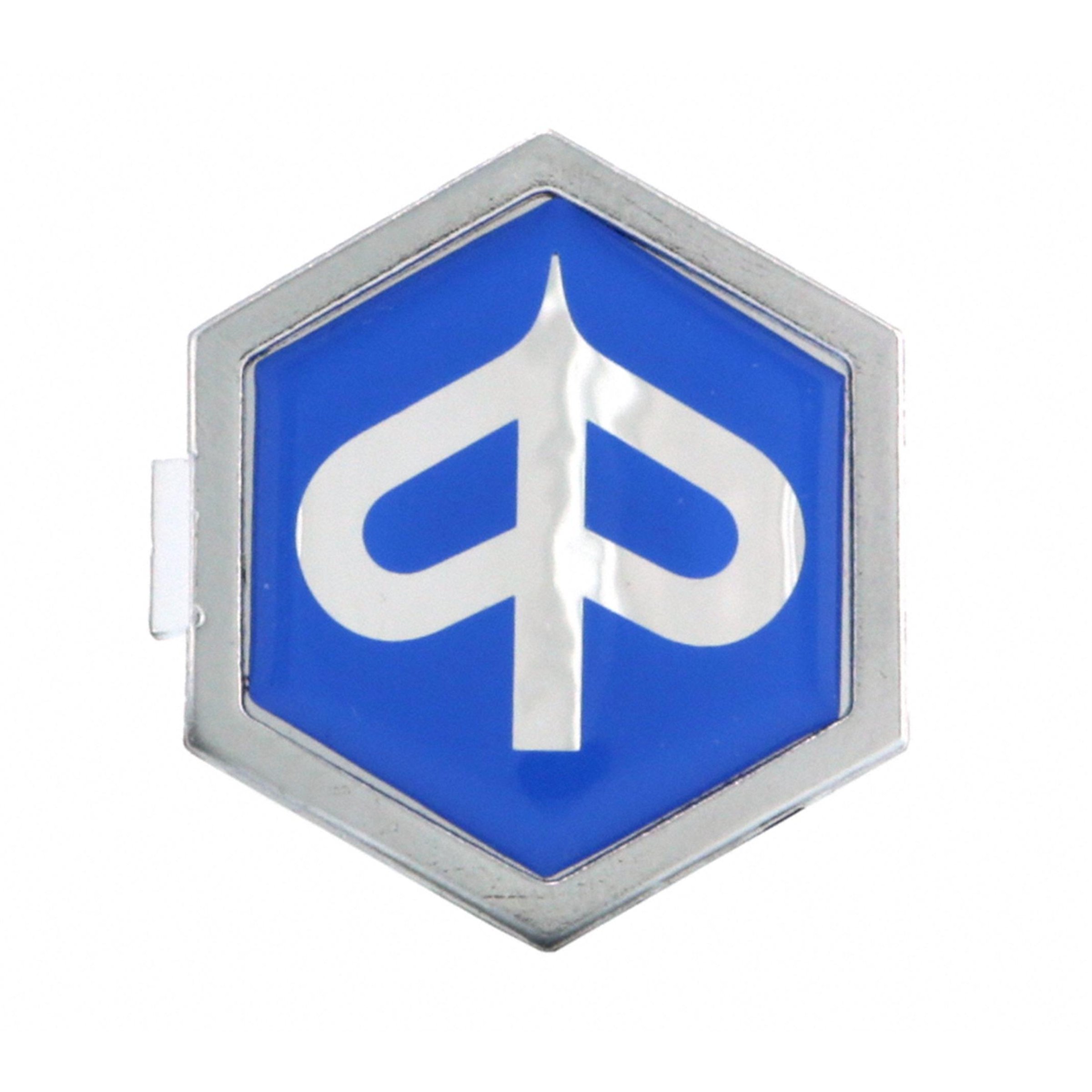 Image of Emblem "PIAGGIO" 6-Eck Kaskade 295486 für Vespa PK50-125 XL/XL2/PX80-200E/Lusso/'98/T5 für Vespa PK50-125 XL/XL2/PX80-200E/Lusso/'98/T5